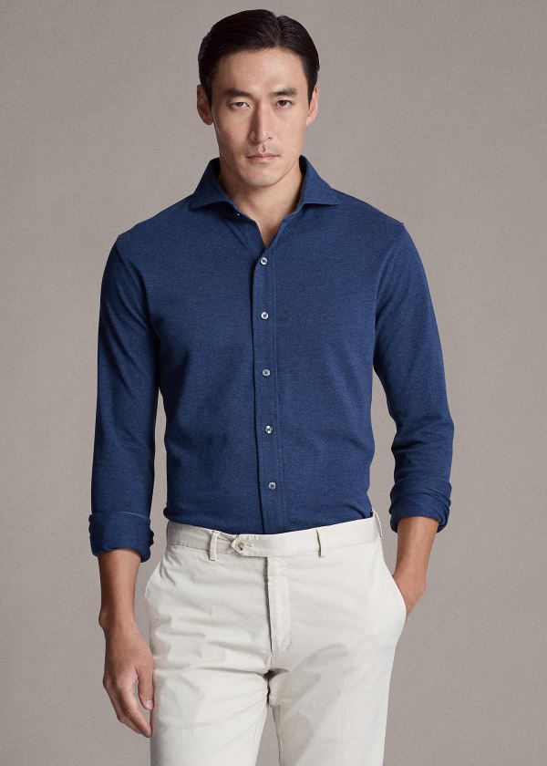 Men's Ralph Lauren Keaton Washed Piqué Shirts | 724386TNX